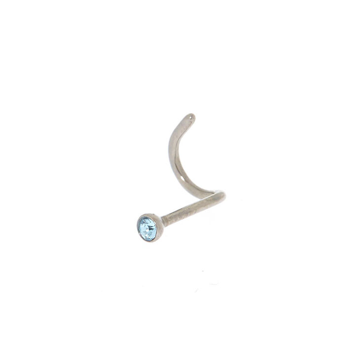 Titanium 20G Aqua Stone Nose Ring,