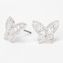 Silver Cubic Zirconia Butterfly Stud Earrings,