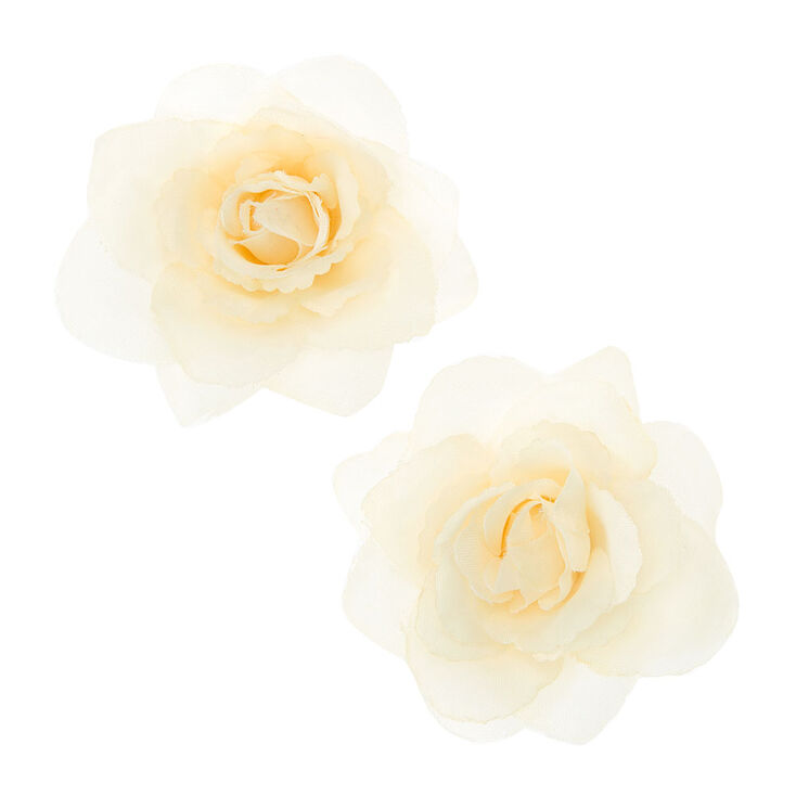 Cream Rose Hair Clips,