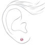 Silver Cubic Zirconia Round Stud Earrings - Pink, 5MM,