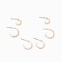 Gold Graduated Embellished Huggie Hoop Earring Stackables Set - 3 Pack,
