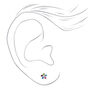14kt White Gold Mini Crystal Daisy Short Post Studs Ear Piercing Kit with Ear Care Solution,
