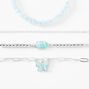 Silver &amp; Blue Butterfly Charm Bracelet Set - 4 Pack,