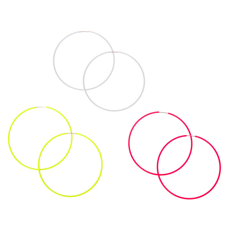 60MM Neon Hoop Earrings - 3 Pack,