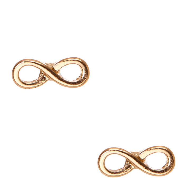 Gold Infinity Symbol Stud Earrings,