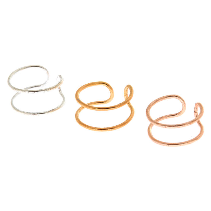 Mixed Metal Wire Ear Cuffs - 3 Pack,