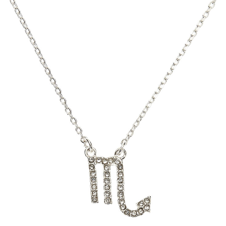 Silver Zodiac Pendant Necklace - Scorpio,