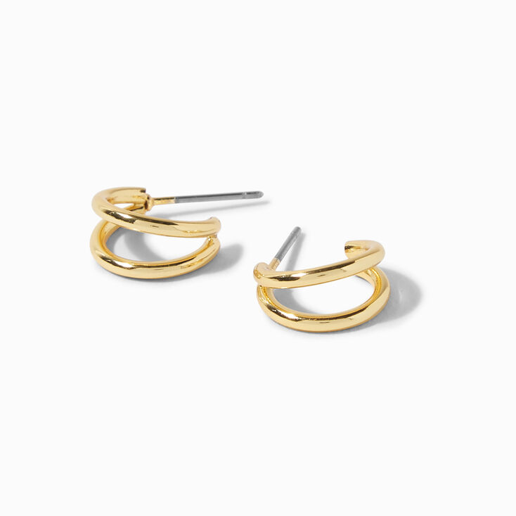 Icing Select 18k Yellow Gold Plated 12MM Double Hoop Earrings,