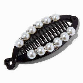 Black Pearl Oval Banana Hair Claw,