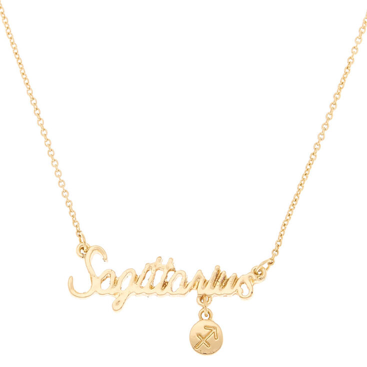Gold Zodiac Pendant Necklace - Sagittarius,
