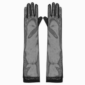 Long Sheer Black Gloves,