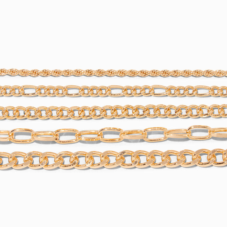 Gold Woven Chain Bracelet Set - 5 Pack,