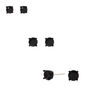 Black Cubic Zirconia 4MM, 5MM, 6MM Round Stud Earrings - 3 Pack,