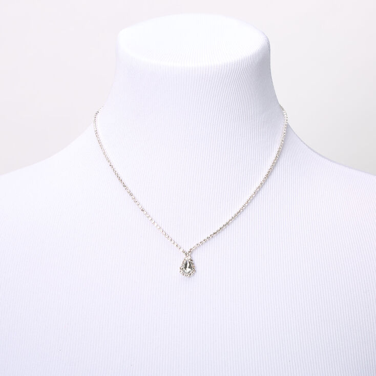 Silver Rhinestone Simple Teardrop Jewelry Set - 2 Pack,