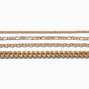 Gold-tone Mixed Chain Bracelet Set - 4 Pack,