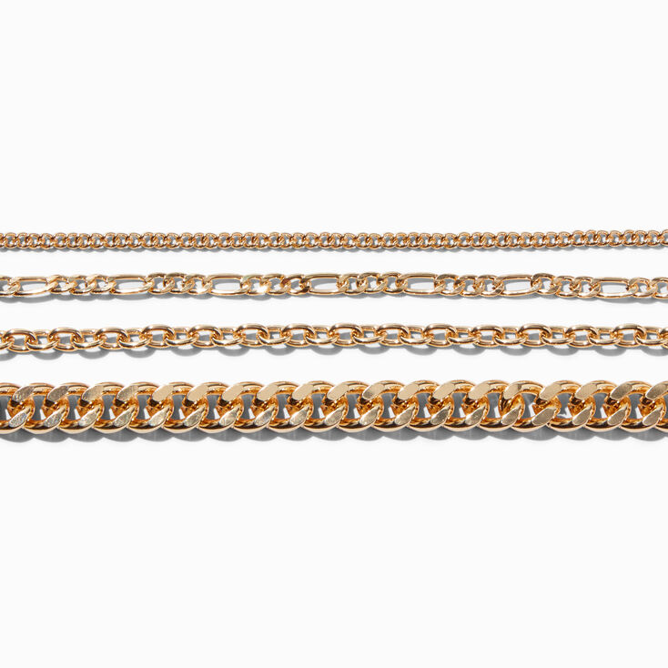 Gold-tone Mixed Chain Bracelet Set - 4 Pack,
