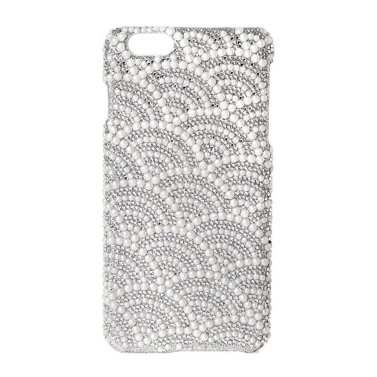 Scalloped Rhinestone & Pearl Phone Case - Fits iPhone 6/6S Plus,