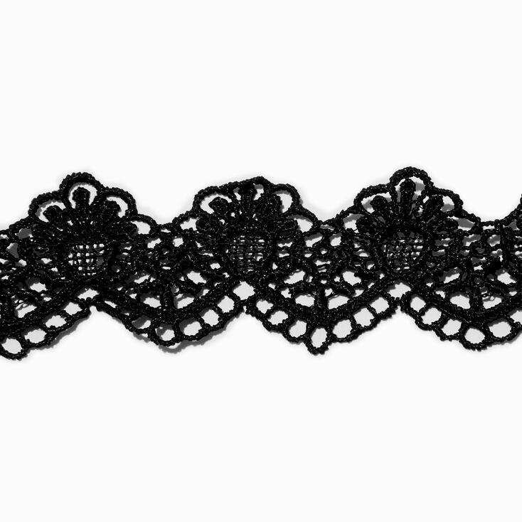 Black Zig Zag Flower Lace Choker Necklace,