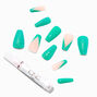 Kelly Green Glitter Tip Squareletto Vegan Faux Nail Set - 24 Pack,