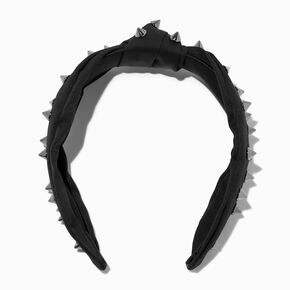 Silver Spike Black Knotted Headband,