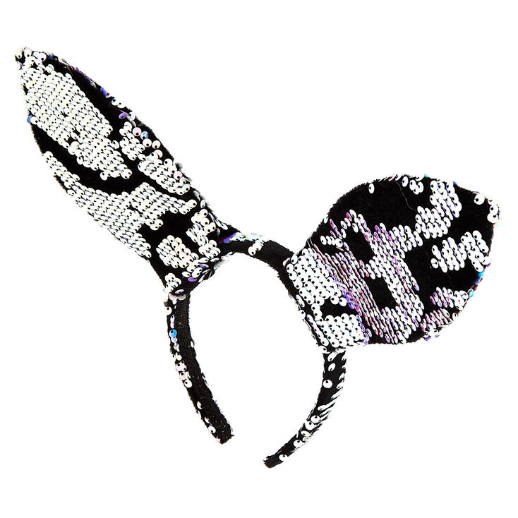 Velvet Sequin Bunny Ears Headband - Blue,