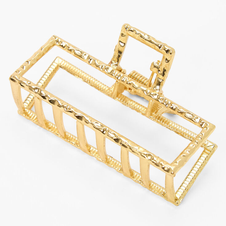 Gold Textured Rectangle Hair Claw,