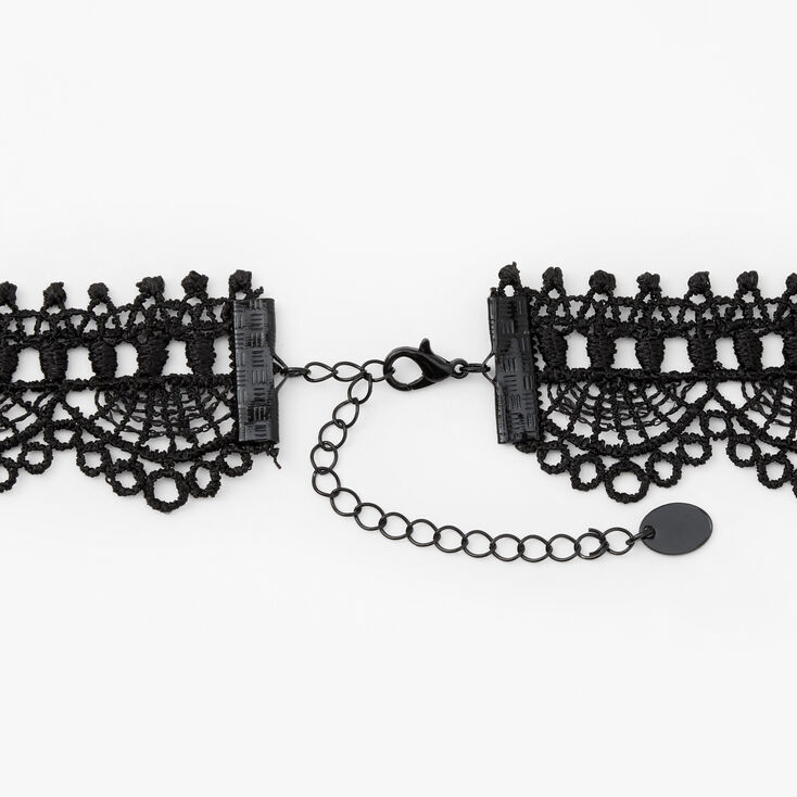 Embellished Cross Black Lace Choker Necklace,