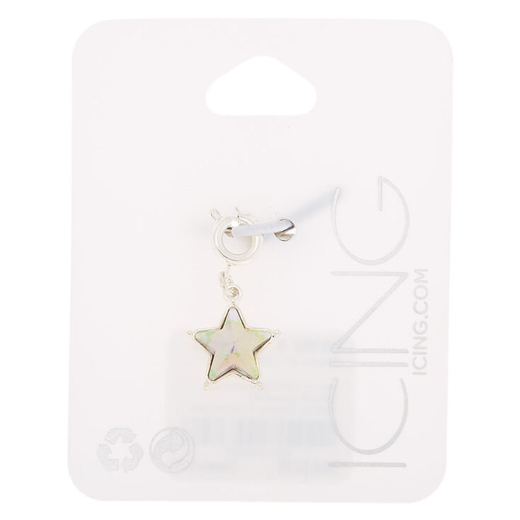 Silver Holographic Star Bracelet Charm,
