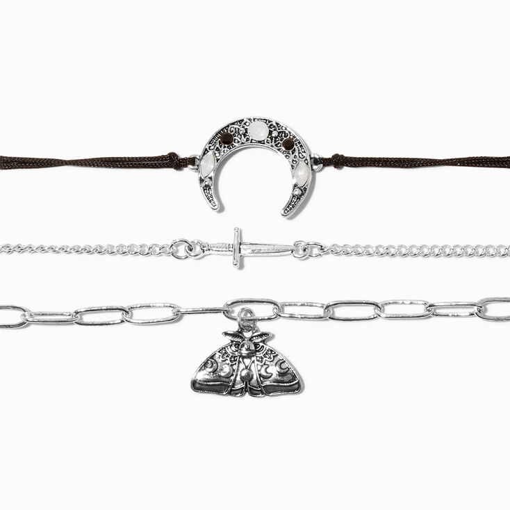 Silver Moth Icon Bracelets - 3 Pack,
