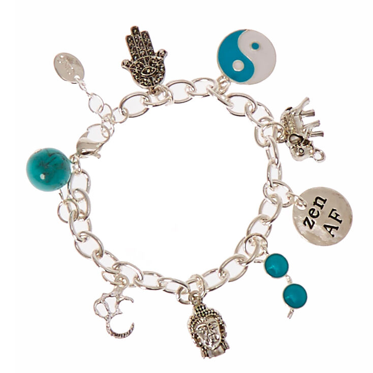 Sigma Kappa Sorority Silver Heart & Crystal Charm Bracelet,