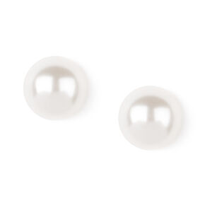 White Faux Pearl 10MM Stud Earrings ,