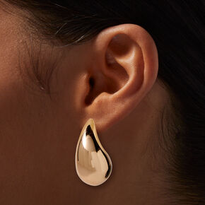 Gold-tone Large Bean 1&quot; Drop Earrings,