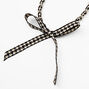 Black &amp; White Gingham Bow Tie Chain Necklace,