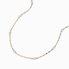 Gold-tone Cubic Zirconia Disco Chain Necklace,