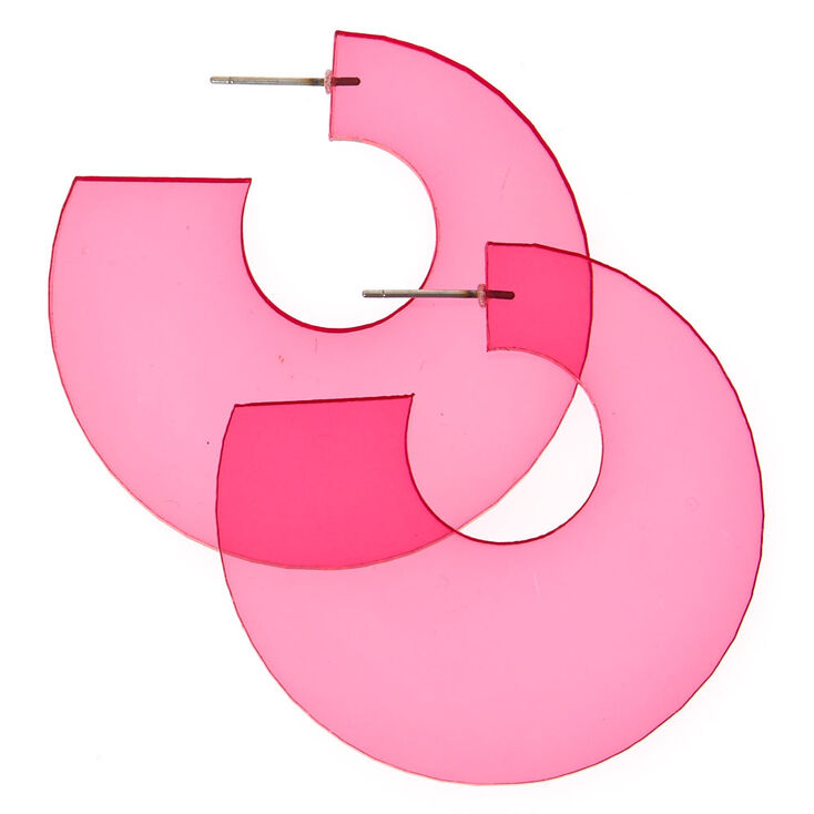 Clear Pink Half Hoop Earrings,