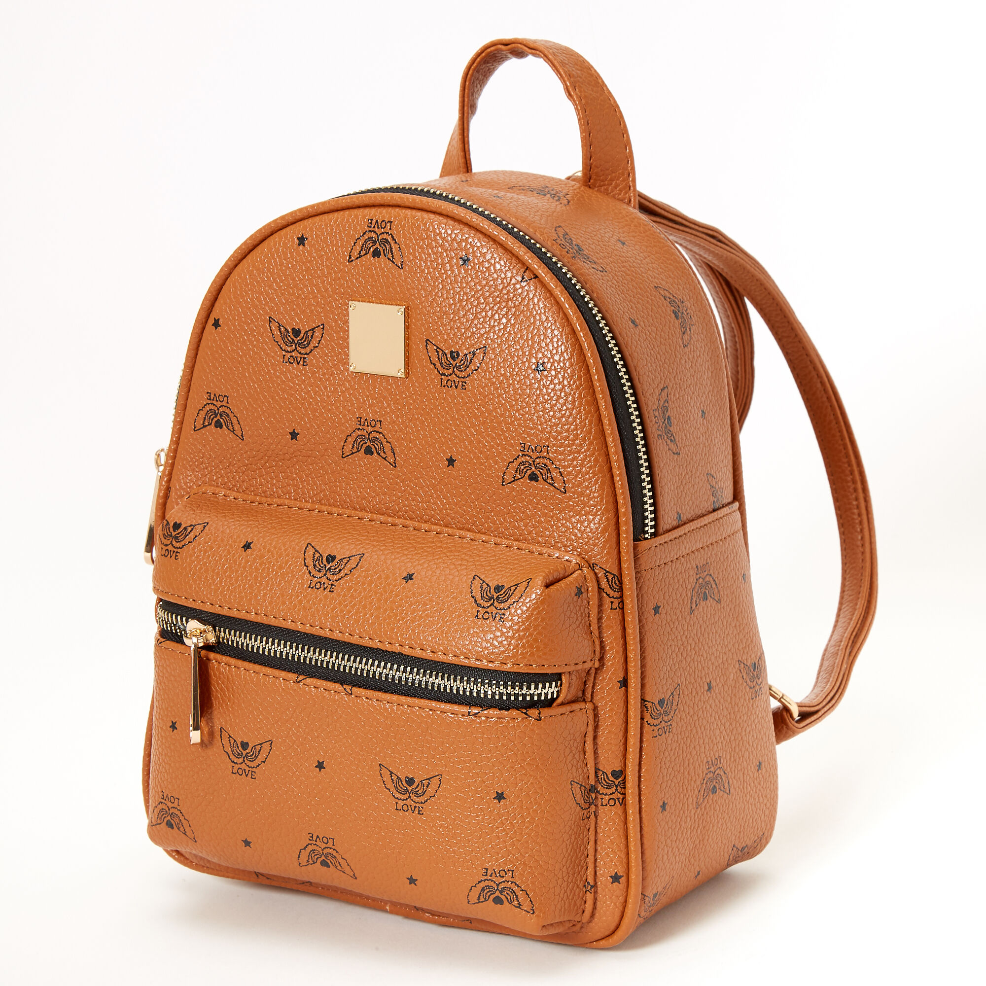 rainbow leather backpack with angel wings