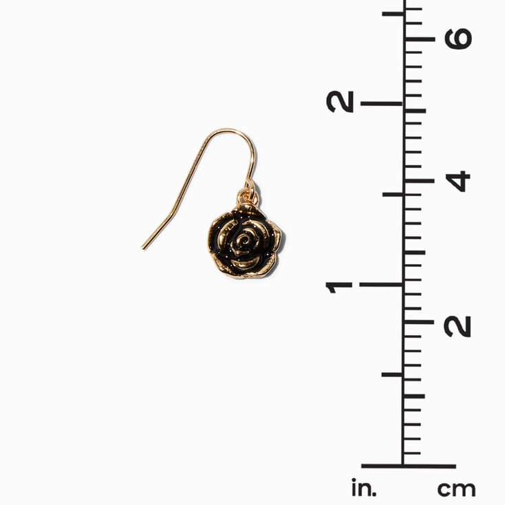 Gold-tone Rose 0.5&quot; Drop Earrings ,
