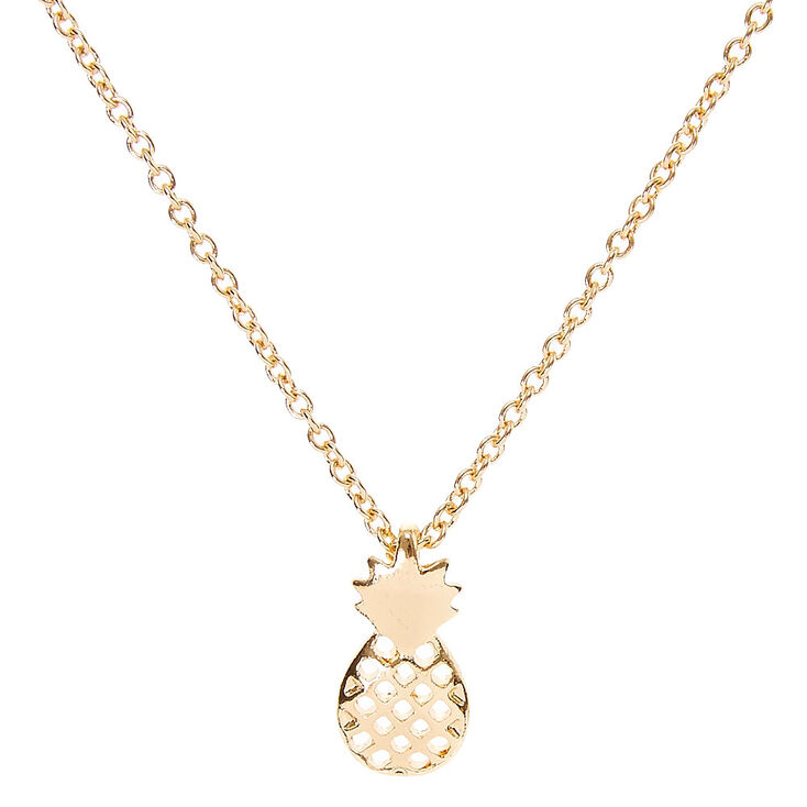 Gold Toned Pineapple Pendant Necklace,