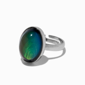Silver-tone Oval Mood Ring ,