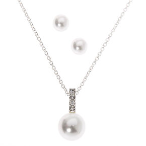 Silver Pearl Bar Jewelry Set - 2 Pack,