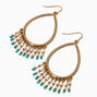 Gold-tone Shaky Turquoise Beaded 3&quot; Drop Earrings,