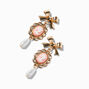 Gold-tone Pink Cameo Pearl 1.5&quot; Drop Earrings,