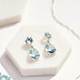 Silver 1&quot; Cubic Zirconia Teardrop Drop Earrings - Blue,