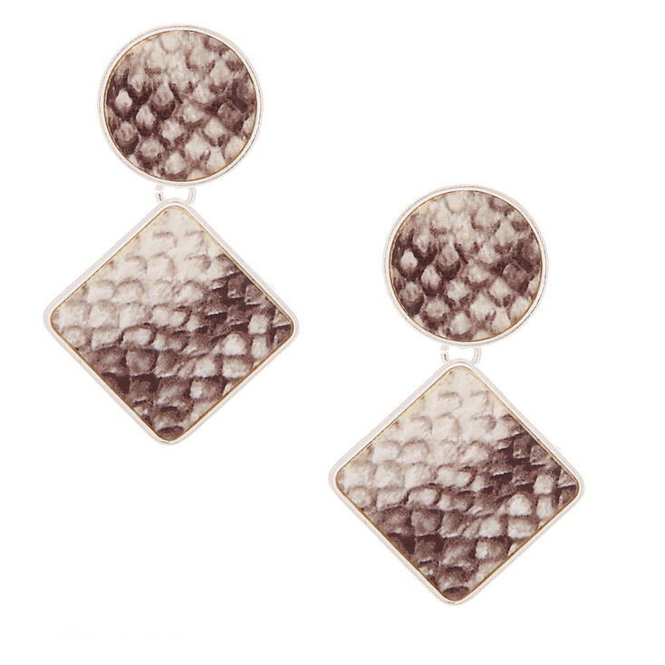 2" Snakeskin Geometric Drop Earrings,