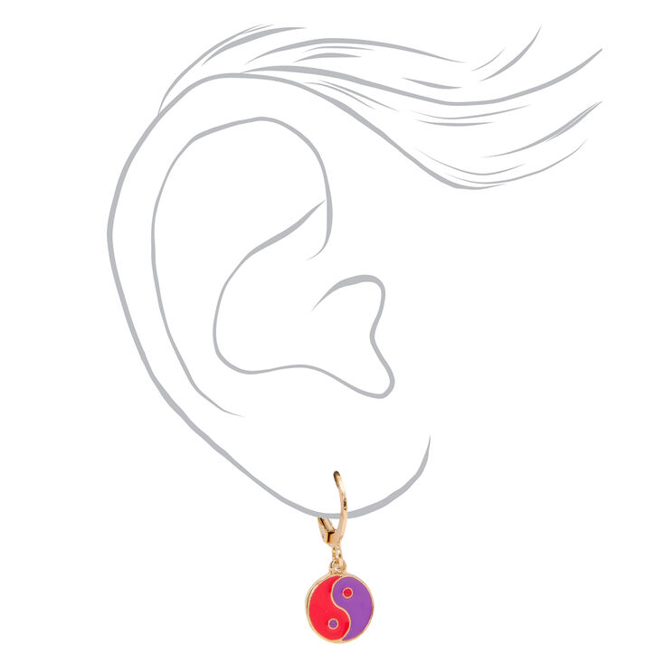 Yin Yang Huggie Hoop Ear Cuffs Set - 4 Pack,