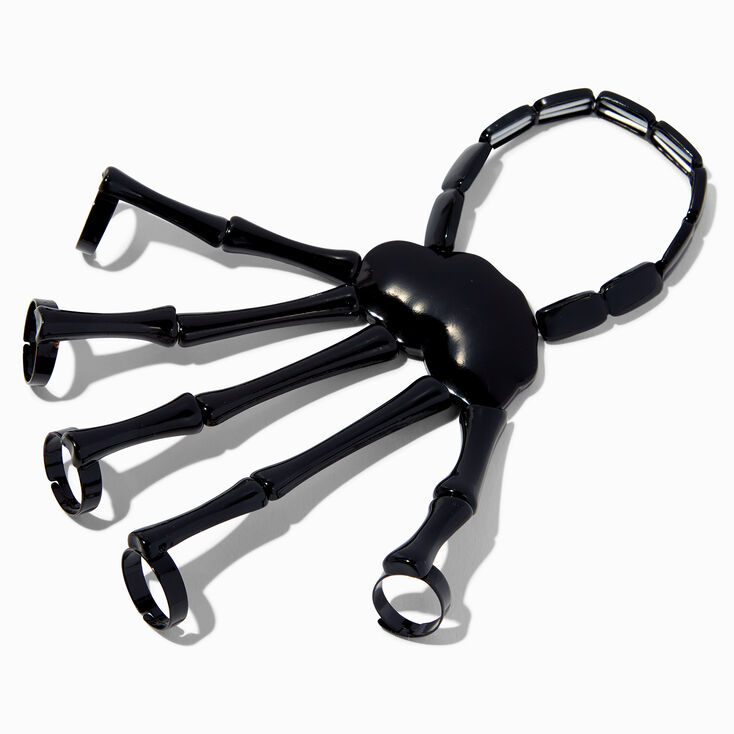 Black Skeleton Hand Adjustable Bracelet Ring,
