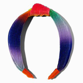 Bright Rainbow Pleated Knotted Headband,