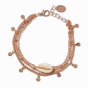 Cowrie Shell Gold-tone Triple Chain Bracelet,