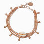 Cowrie Shell Gold-tone Triple Chain Bracelet,