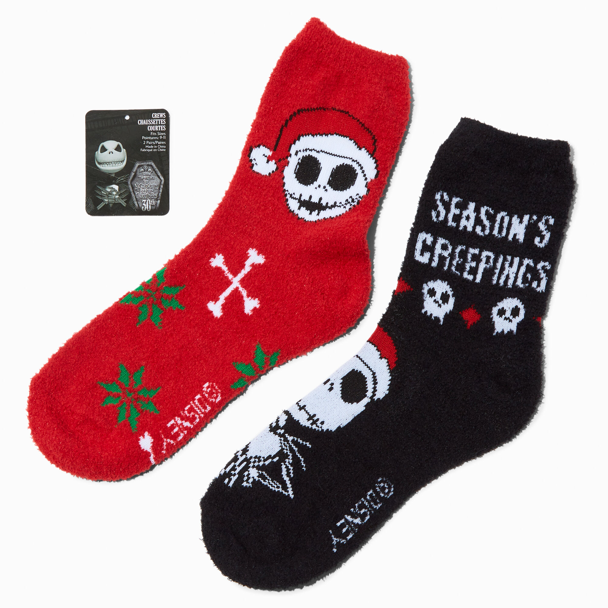 The Nightmare Before Christmas Fuzzy Slipper Socks 2 Pack Icing US
